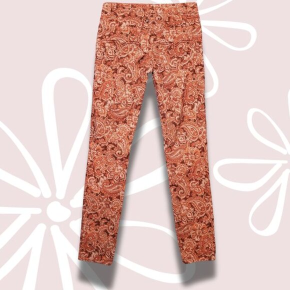 PRANA Boho Paisley Corduroy Skinny Jeans Organic Cotton Size 2 - Picture 2 of 6